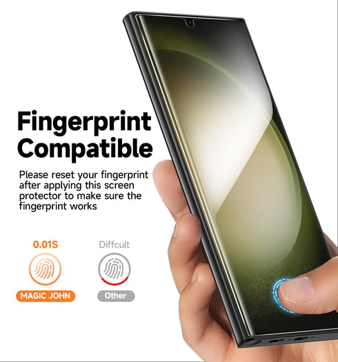 Samsung Galaxy S23 Ultra Screen Protector - MAGIC JOHN 2 Pack, Ceramic Film, Shock-Resistant, Fingerprint ID