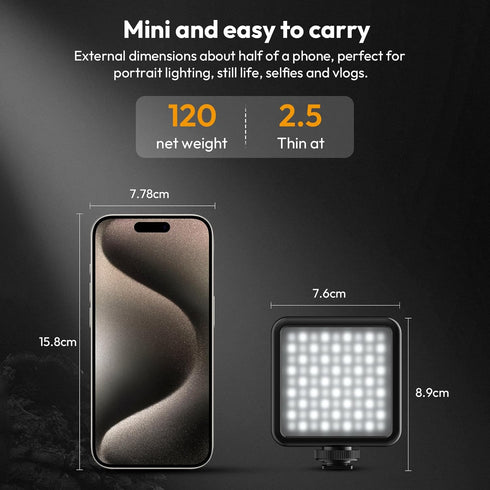 ULANZI VL-81 3200K-5600K CRI95 3000mAh Camera Phone Selfie Light with Clip & Cold Shoe, Bi-Color Portable LED Video