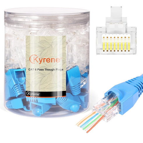 50PCS RJ45 Connectors, Ethernet Cat6 Pass Through Connector for Solid or Stranded UTP Ethernet Cable