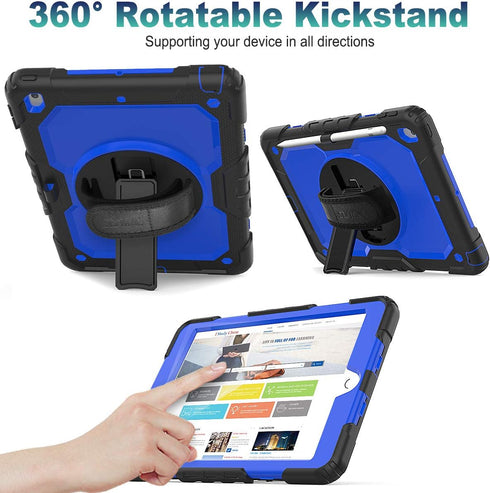 SEYMAC stock 9th/ 8th/ 7th 10.2'', [360 10.2 inch 2021-2019 Case for iPad Generation Shockproof with Screen Protector