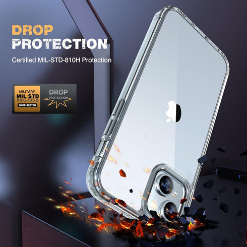 Diaclara iPhone 15 Plus Case: Heavy Duty Clear, Military Grade Drop Protection, Anti-Spy Privacy Screen Protector.