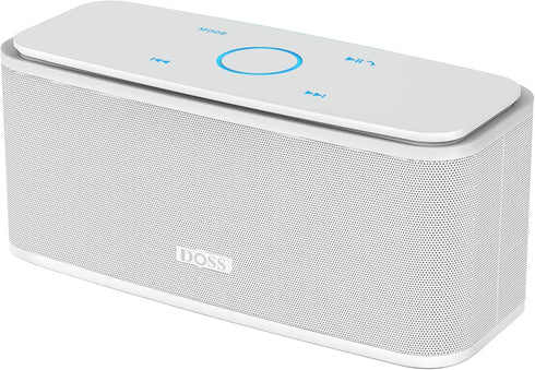 DOSS SoundBox Touch Bluetooth Speaker - 12W HD Sound, IPX5 Water-Resistant, 20H Playtime, Touch Control, White