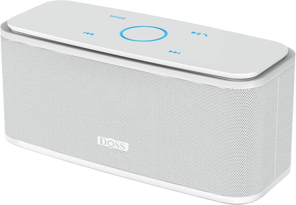 DOSS SoundBox Touch Bluetooth Speaker - 12W HD Sound, IPX5 Water-Resistant, 20H Playtime, Touch Control, White