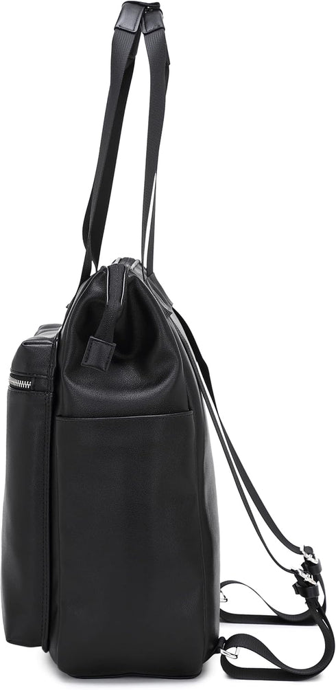 Backpack 14-Inch Commuting, Kah&Kee Leather Convertible Tote for Women & Men | Laptop Diaper Bag, Office Work, Ideal