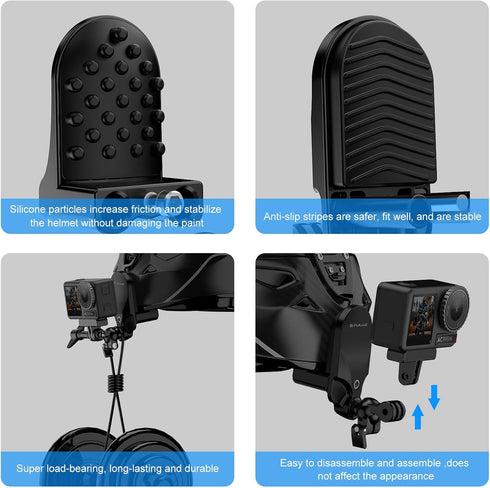 PULUZ Motorcycle Helmet Chin Clamp Mount for GoPro, 360° Adjustable Ball Head Quick Release Chin Clip