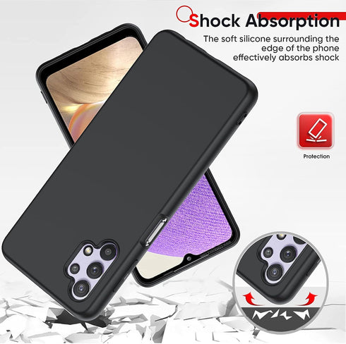 LeYi Samsung A32 5G Case, Galaxy A32 5G with 2 Pack Tempered Glass Screen Protector & Camera Lens Protector, Liquid