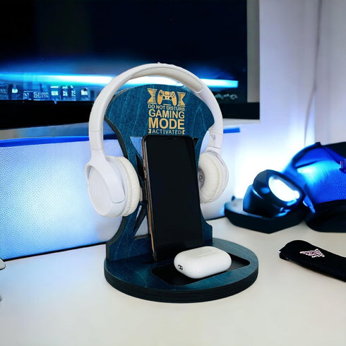 Wooden Headset Stand for Gamer Room Decor, Gaming Accessories, Headphone Stand for Men, Best Gifts for Boyfriend, Son,