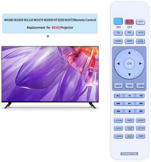 PZL Replacement Remote Control for BenQ Digital Projector HT2050A W1050 HT1070A TH670 HT2050 HT4050 W1350 W2000 HT3050 HT1085ST W3000 W1050S HT1075 W2000 (No Backlight Version)