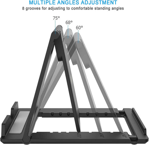 Foldable Portable Phone Tablet Stand Holder, Adjustable Angle for Desktop, Compatible with iPhone and iPad