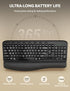 SABLUTE 2.4GHz Wireless Keyboard, Ergonomic Wave Keyboards with Cushioned Wrist Rest, USB Computer Wave Key Board