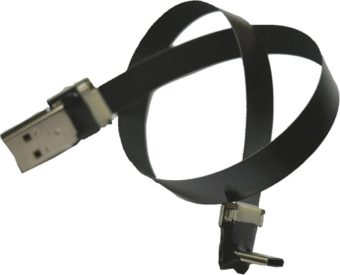 Black FFC USB C FPV Flat Slim Thin Ribbon FPC Cable USB Type-C 90 Degree to Standard USB A for Charging and Sync (40CM)