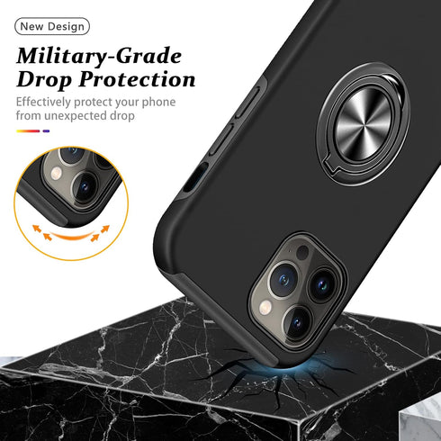 PELEPUES Shockproof Case for iPhone 13 Pro Max, Military Grade Cover with Embedded Finger Ring