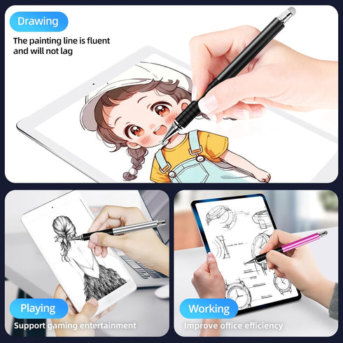 GUUGEI (4Pack,2 1 Capacitive Stylus Pen in Precision Series), Fibre Tips Universal Touch Screens Stylist, Fine Point