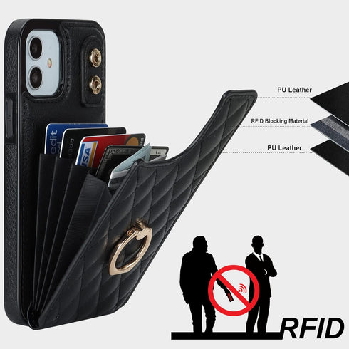 Folosu 12 12 360Rotation 6.1 Inch Compatible with iPhone iPhone Pro Case Wallet with Card Holder, Finger Ring Holder