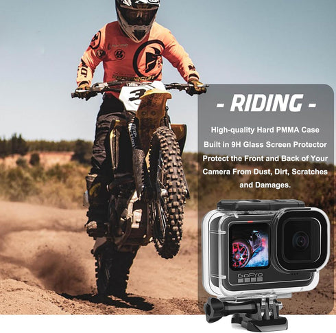 60M/196FT Waterproof Housing Case for Go Pro Hero12 Black/Hero11 Black/Hero10 Black/Hero9 Black, Protective Underwater