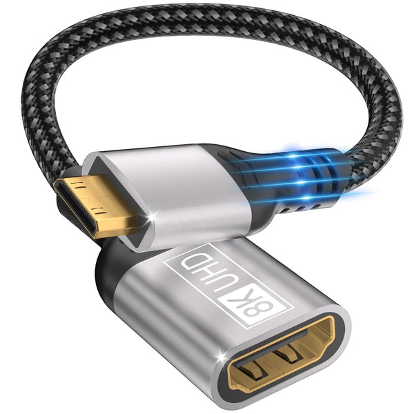 8K Mini HDMI to HDMI Adapter, 8K@60Hz/4K@120Hz Mini HDMI Male to HDMI