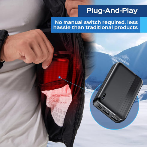 5V/2A Heated Vest Battery Pack, 10000mAh Power Bank for Heating Vests, Jackets, Coats, Hoodies (Not Compatible with