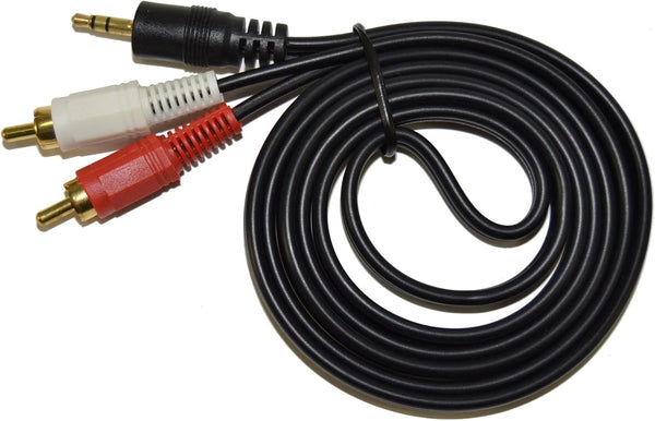 HQRP Stereo RCA to 3.5mm Audio Cable Compatible with Vizio Sound Bar Models, Mini Plug Cord Y-Splitter 5ft