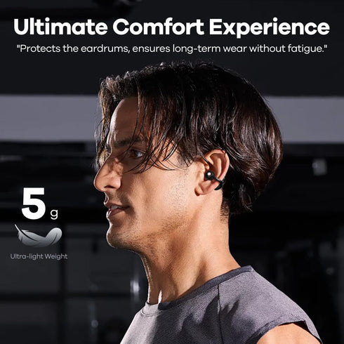 Open Ear Earbuds, Bone Conduction Headphones, Wireless Clip On with Charging Case, 42 Hours Playtime, Black