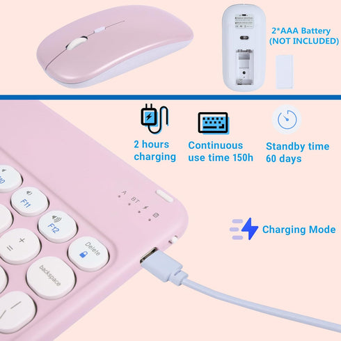 Ultra-Slim Small Bluetooth Keyboard and Mouse Combo, Portable Wireless Keyboard for Android Tablet, iPhone, Windows