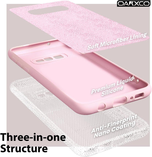 Oakxco Samsung Galaxy S10e Phone Case, Rose Light Pink Liquid Silicone Cute Thin Slim Soft Rubber TPU Protective Cover