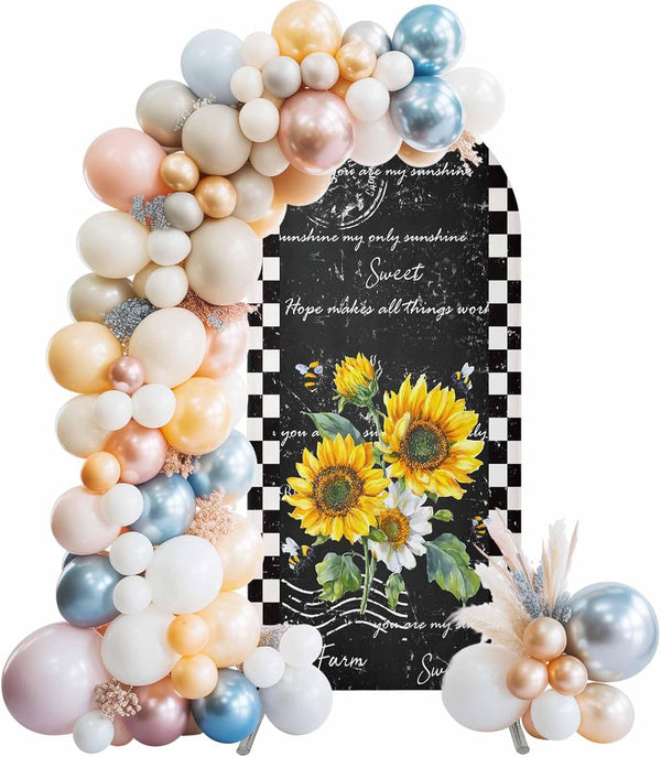 Jnbasdffb Yellow White Sunflower Wedding Arch Cover, Stretchy Spandex Arch Backdrop Stand Covers