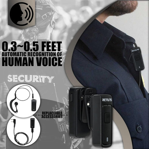 Retevis AI Active Noise Reduction Walkie Talkie Earpiece with Mic, Rechargeable C-Type, 2 PTT, Compatible with BAOFENG,