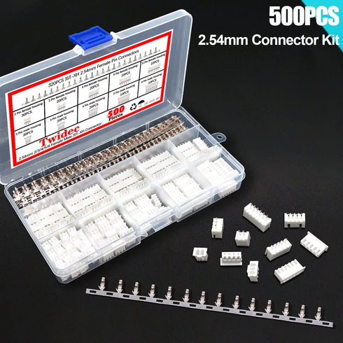 Twidec/500PCS 2.54mm JST Connector Kit, Male and Female Pin Housing Connector Adapter Plug