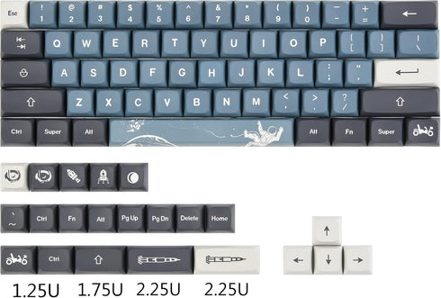 surmen PBT XDA Keycaps Dye-Sublimation 60% Custom Keycaps for Cherry MX Switches Mechanical Keyboard (Apollo)