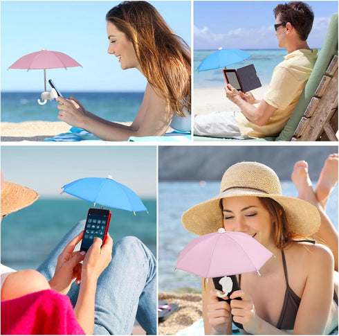 Phone Umbrella for Sun Shade, Suction Cup Stand, Outdoor Anti-Glare Cell Phone Holder, Car Navigation Umbrella (Pink)