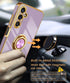 Dretal Galaxy A15 5G Case - Slim TPU, Screen Protector, 360° Rotatable Ring Holder, Magnetic Kickstand, Gold Edge