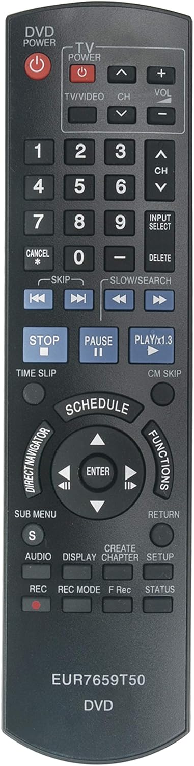 EUR7659T50 Replaced Remote Control for Panasonic DVD Recorder Diga DMR-EZ17