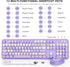 Wireless Keyboard and Mouse Combo, Ergonomic Full Size Typewriter Retro Round Keycaps, Compatible with Windows (Purple)