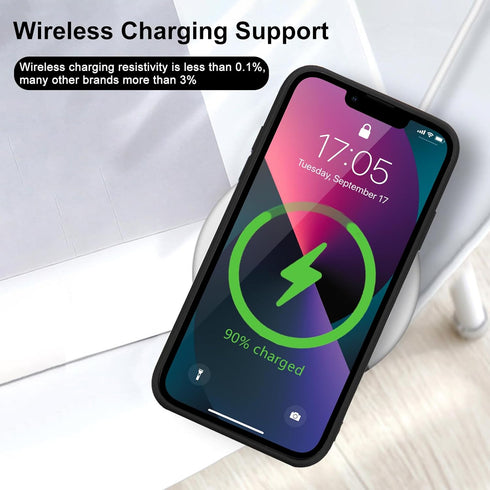 Cute Slim Shockproof Phone Case for iPhone 13, with Wireless Charging Support and Protection (Black)