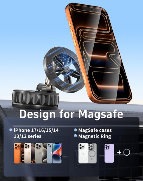 NKNZLY 2026 [125+ LB 3000gf 360 17 16 15 14 13 12 Upgraded Car Phone Holder for Magsafe Strongest Suction & Strongest