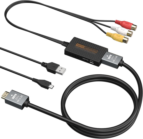 LA NREUCETS RCA to HDMI Converter, Composite AV to HDMI Converter Support 1080P with