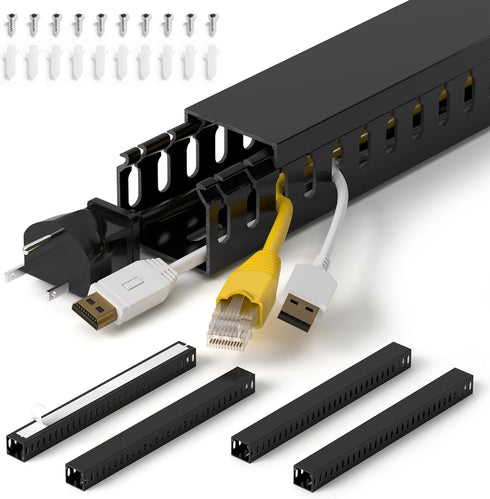 ZhiYo H1.4 W1.6in Professional Server Rack Cable Management Raceway, 66in (4X L16.5in) Cable
