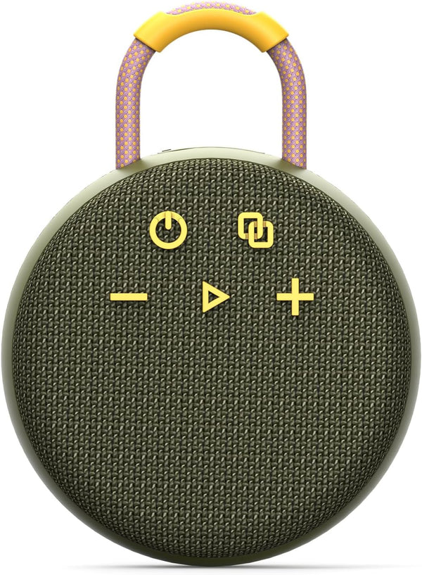 Musibaby Rugged Mini Clip-On Speaker BT 5.3, Waterproof Build, Shock-Resistant Rubber Shell, Great