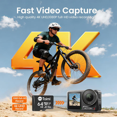 TAIMI Card,A1,U3,V30,UHS-I,Microsd 90MB/s (64GB) Micro SD Card,Tf Memory Card,Read Speed Up