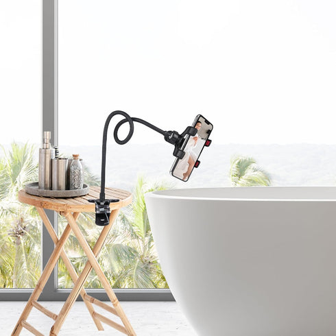 Selfdee 360-degree 4-7 Gooseneck Phone Holder for Bed, Rotating Adjustable Clip Bracket Clamp Stand for Desk Bedside