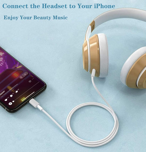 Lightning to 3.5mm Audio Cable for iPhone 13/12/11/XR/XS/X/8/7/6 Plus/SE 2 & iPad - Compatible Audio Solution