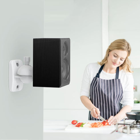 HomeMount Speaker Wall Mount Brackets Kit, Surround Speaker Wall Mounts, Holds up to 8 lbs, 2 Pack, White