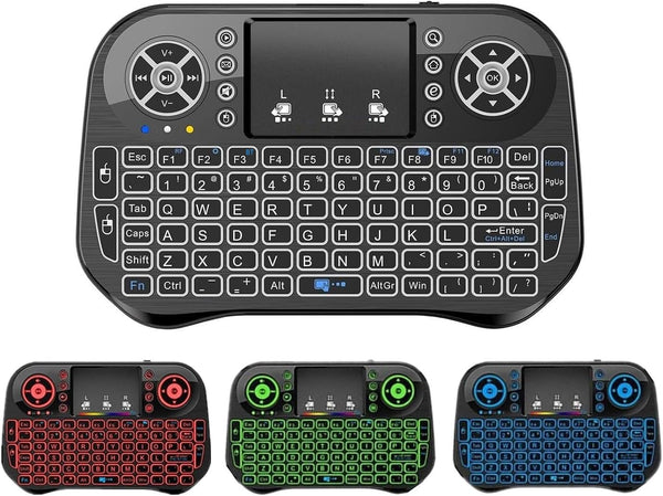 Mini Keyboard with Bluetooth & 2.4G, Touchpad, Backlit for Android TV Box/PC/FireStick/Laptop (i-10 Black)