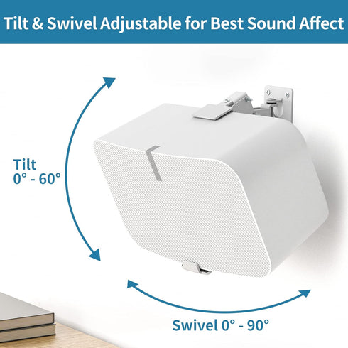 Heavy Duty Speaker Wall Mount for Sonos 5 & Play 5, Tilt & Swivel Adjustable Mount, White