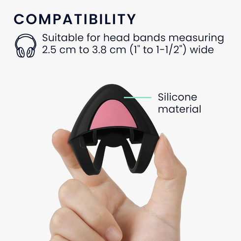 kwmobile Cat Ears for Overear Headphone (Set of 2), Fits Headbands 1" to 1.5" Diameter, Black/Dark Pink