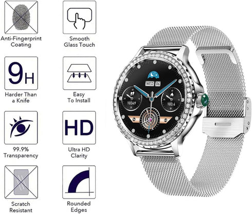 3 Pack Compatible with Fitonus F19 1.3 inch Smartwatch Screen Protector Tempered Glass Compatible with BOCLOUD NX19 1.32'' Smart Watch Screen Protectors Foils Glass Anti-Scratch