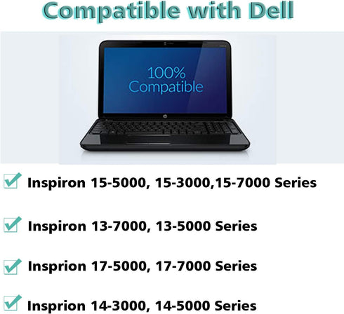 65W AC Charger for Dell Inspiron 15-7000, 15-5000, 15-3000, 17-7000, 17-5000, 17-3000, 13-7000, 11-3000, 2 in 1 Series,