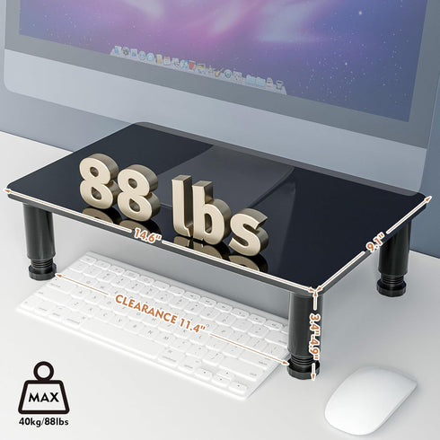 2 Pack HD01B-202 Hemudu Computer Monitor Stand Riser with Height Adjustable Multi Media Desktop Stand for Flat Screen