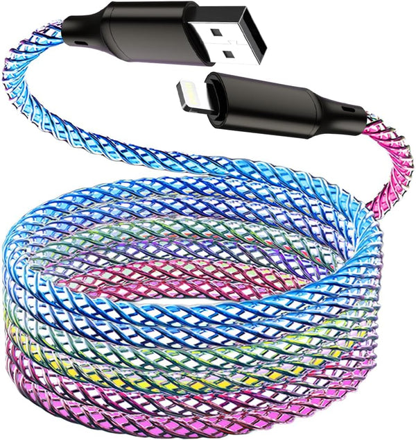LED iPhone Charger, 5ft MFi USB A to Lightning Cable, Colorful Gradual Light Up Fast Charging Data Cord for iPhone 14