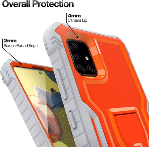 FITO Dual Layer Shockproof Heavy Duty Case for Samsung Galaxy A51 5G, with Screen Protector and Built-in Kickstand